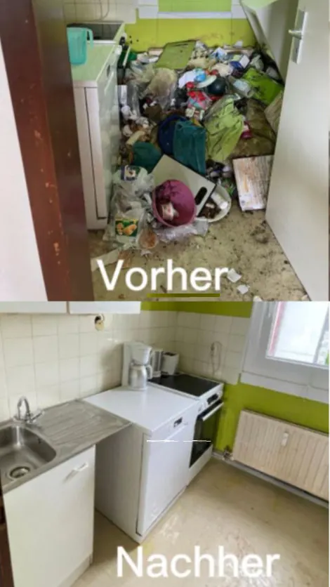 Vorher-Nachher: Küche vor und nach der Entrümpelung durch Entrümpelungservice24