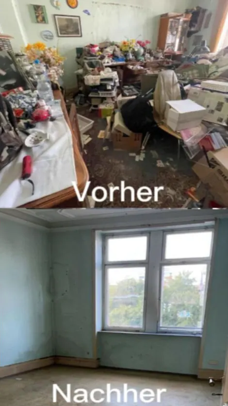 Vorher-Nachher: Messie-Wohnung vor und nach der Entrümpelung durch Entrümpelungservice24