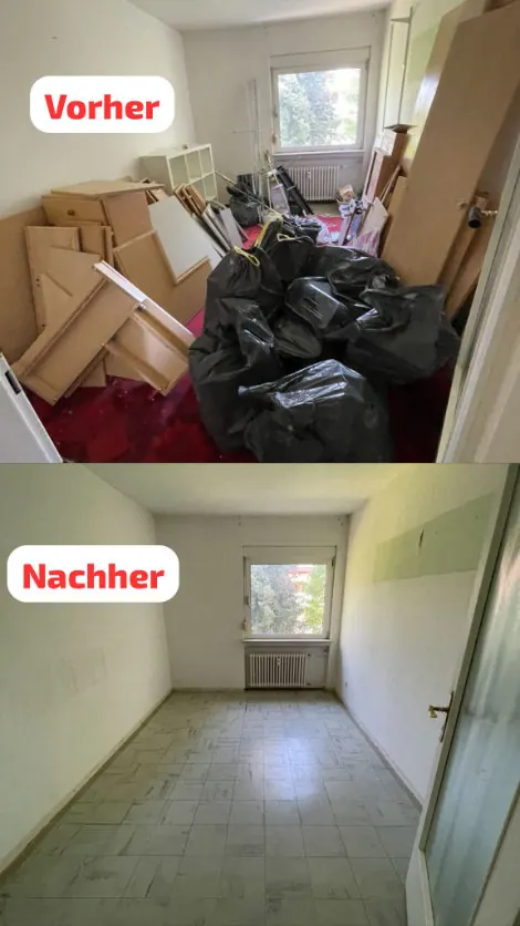 Vorher-Nachher: Wohnung vor und nach der Entrümpelung durch Entrümpelungservice24